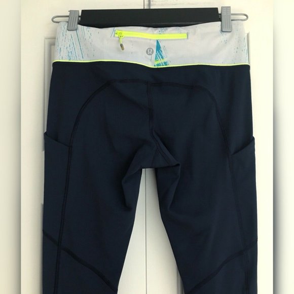 LULULEMON Speed Tight IV Inkwell Navy Gray Waistband Yoga Legging Size 4 - Picture 4 of 10